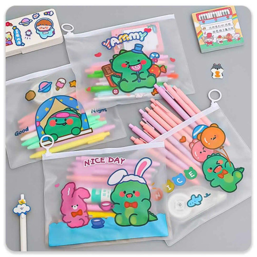 کاور نیمه شفاف زیپ کیپ دار سایز آ5 ضد آب با طرحهای فانتزی جذاب