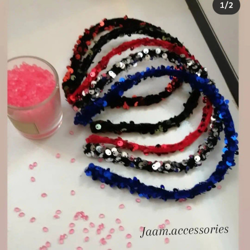 تل نیم سانتی مجلسی با پارچه مخمل پولکی، جنس تل فلزی نشکن