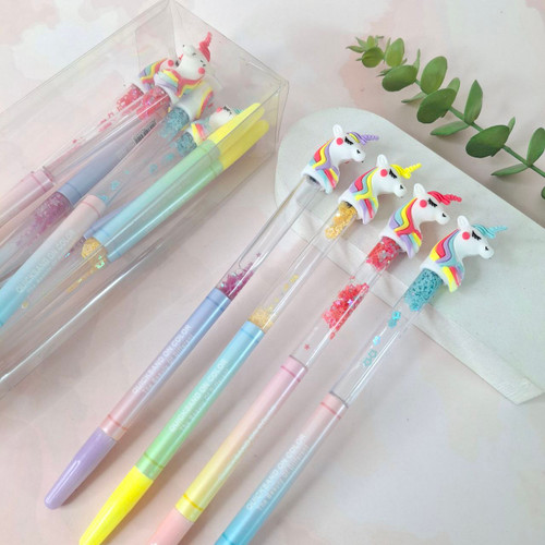 روان نویس آکواریومی پولکی یونیکورن پاستلی